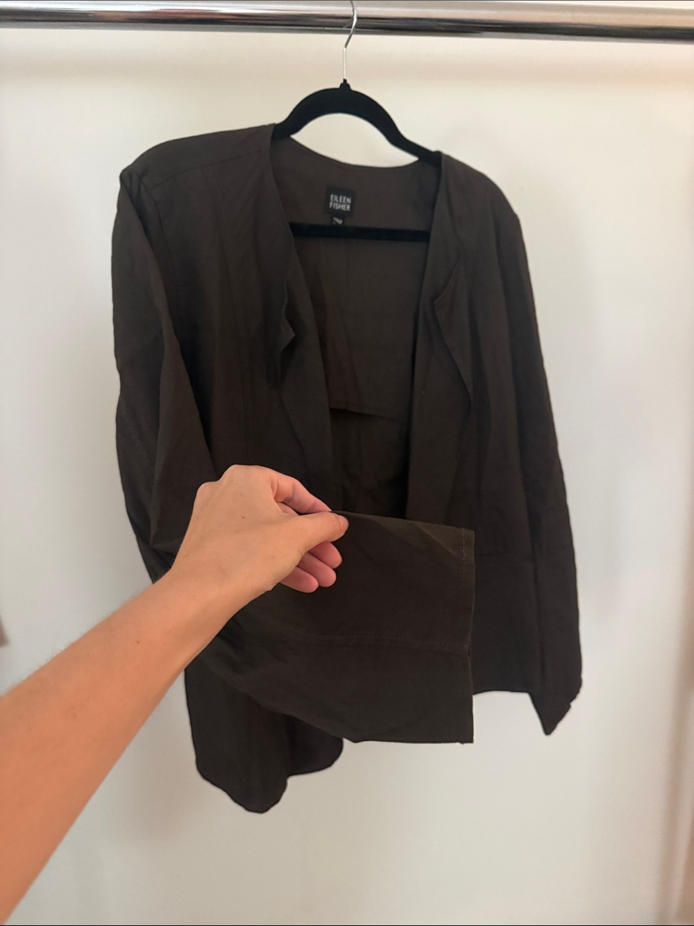 Eileen Fisher Dark Brown Open-Front Blazer